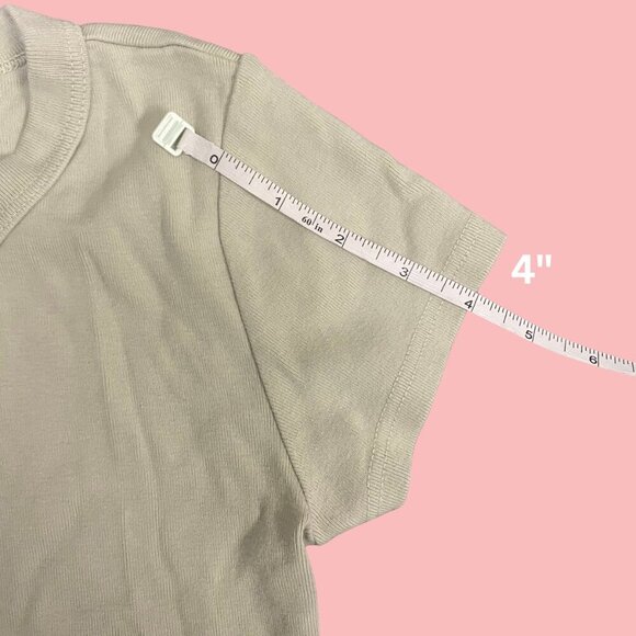 Brandy Melville Sage Green Fitted Crop Tee – 100% Cotton (Made in Europe) - Picture 4 of 6